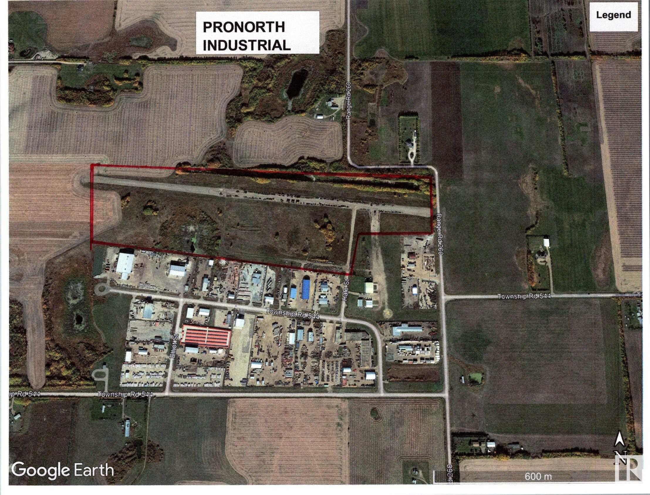An extension to the existing PRO-NORTH Industrial Park. This 78.30 acre parcel is an excellent opportunity for future subdivision of Medium Industrial lots and or subdivide to an owner-user for larger lots. The parcel has been approved by Sturgeon County for subdivision. it is currently zoned as Medium Industrial un-serviced. There are options for services to each of the subdivide lots.  Access is direct via TWP Rd 544 to Highway 2 and Range Road 260 to Highway 37 and Villeneuve Rd Hwy 633. Only 10 minutes from north St. Albert on paved roads,  3 K north of Costco and 4 K west.  Go to realtor's website for further inforamtion.