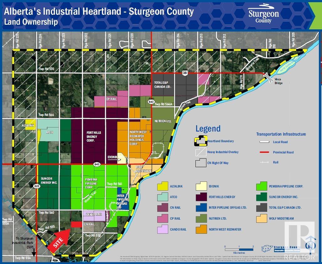 80 Acres of flat and dry Heavy Industrial (IHH) land in the Sturgeon Industrial Heartland.  Part of a 320 acre offering immediately adjacent to the Cando Rail Terminal expansion.  See MLS E4383273 (80 acres) and MLS E4379791 (160 acres). One mile east of Hwy 825. Older residence and small yard site on this quarter.