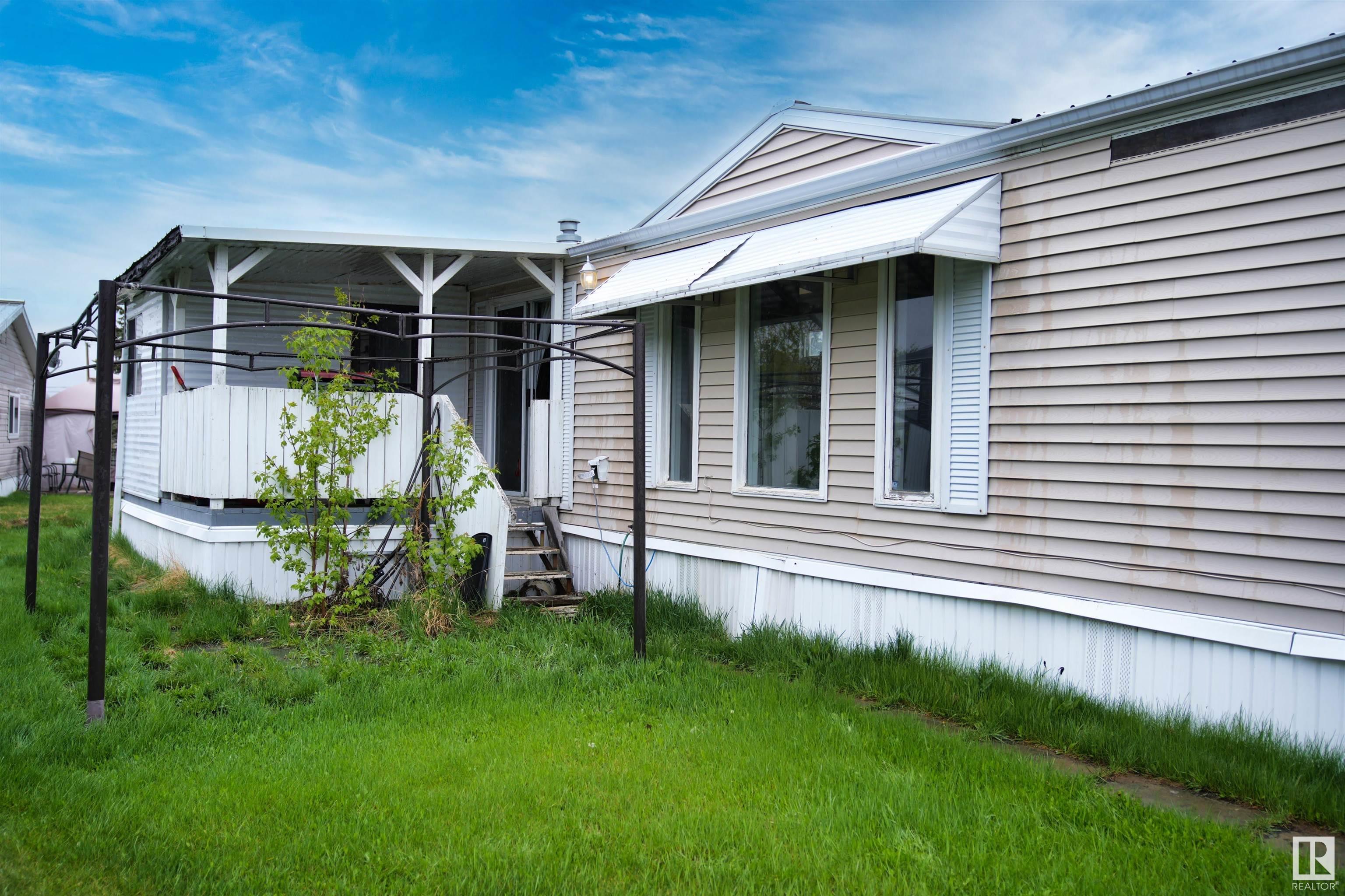 Recently upgraded home in a quiet, clean neighborhood! It's many upgrades include a new 2020 furnace, a fresh installation of insulation and heat wrap underneath in 2022, a new 2023 hot water tank, new 2023 GE washing machine, and an exterior shed to store gardening and lawn tools! The kitchen is well lit with natural sunlight from the skylight overhead, and has a classic, open concept layout, and the vaulted ceilings make it much more spacious. The master bedroom has a full, ensuite bathroom and plenty of space for furniture and decorations! Not discounting the beautiful, three windowed wall in the second bedroom that will have the sunlight filling the room.  Outside boasts a good yard with plenty of space for a nice flower garden or gazebo.