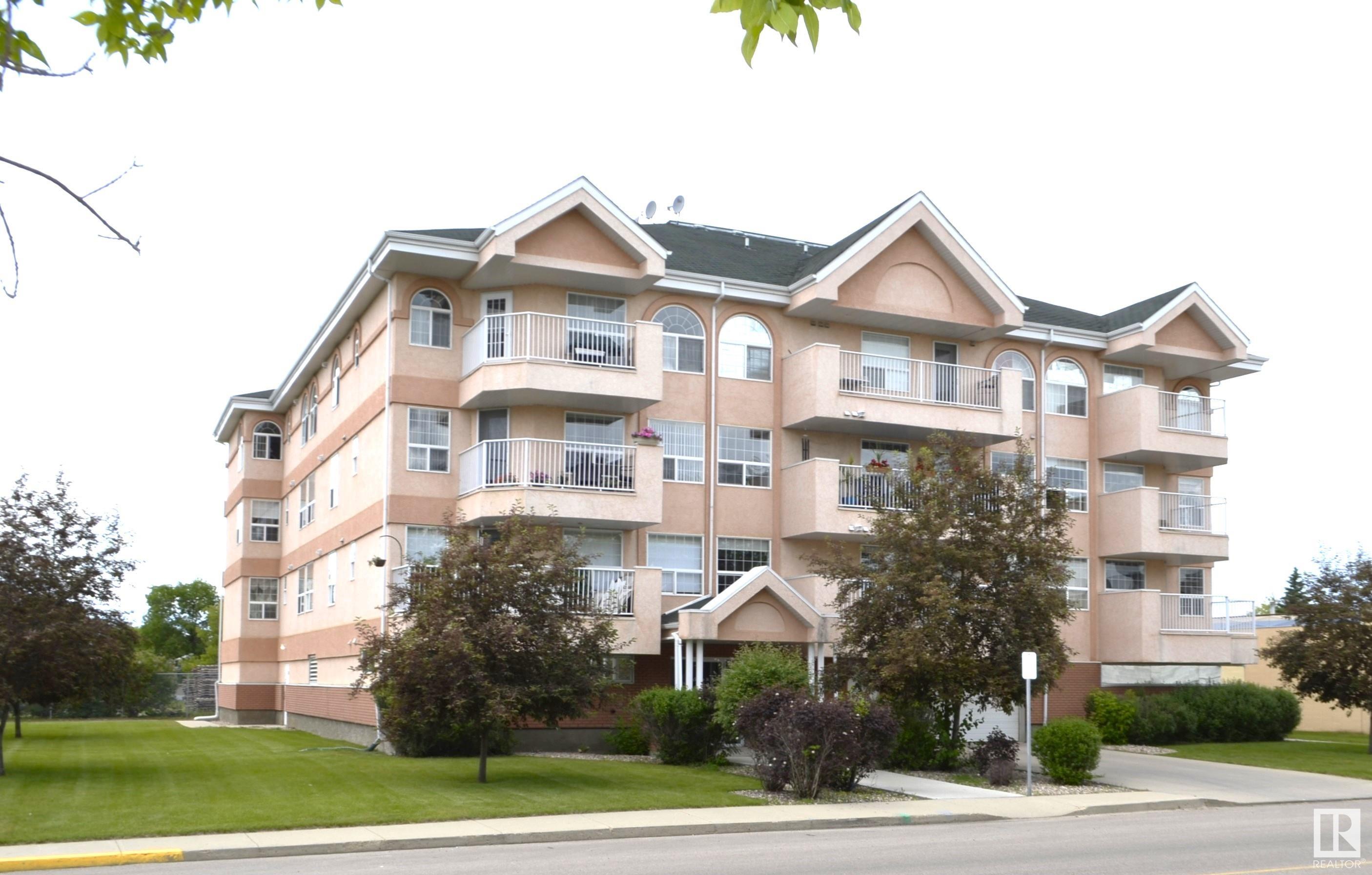 This is easy maintenance free lifestyle in Chateau St Louis condominium building that's on the top floor. Zero stairs from your underground parked vehicle to the couch in the suite. This unit is very well maintained and freshly painted walls, neat as a pin. This is a middle unit with 2 bedrooms and 2 bathrooms, one on each side of the living room. New flooring in kitchen, vinyl plank, and partition wall is removed. All the appliances including washer & dryer in the laundry room. The balcony and window have a west view over the back lane, main street and to the lake. The condo fees include the air conditioning, heating, water, sewer, garbage, secure entrance, heated parking, storage unit, building and landscape maintenance. This 4 story building has an elevator, common meeting room, mailbox system and secured entrance door. The underground parking stall and storage locker is #13. No kids or pets allowed. One block off main street with close walking distance to all amenities & Lakeshore drive trails.