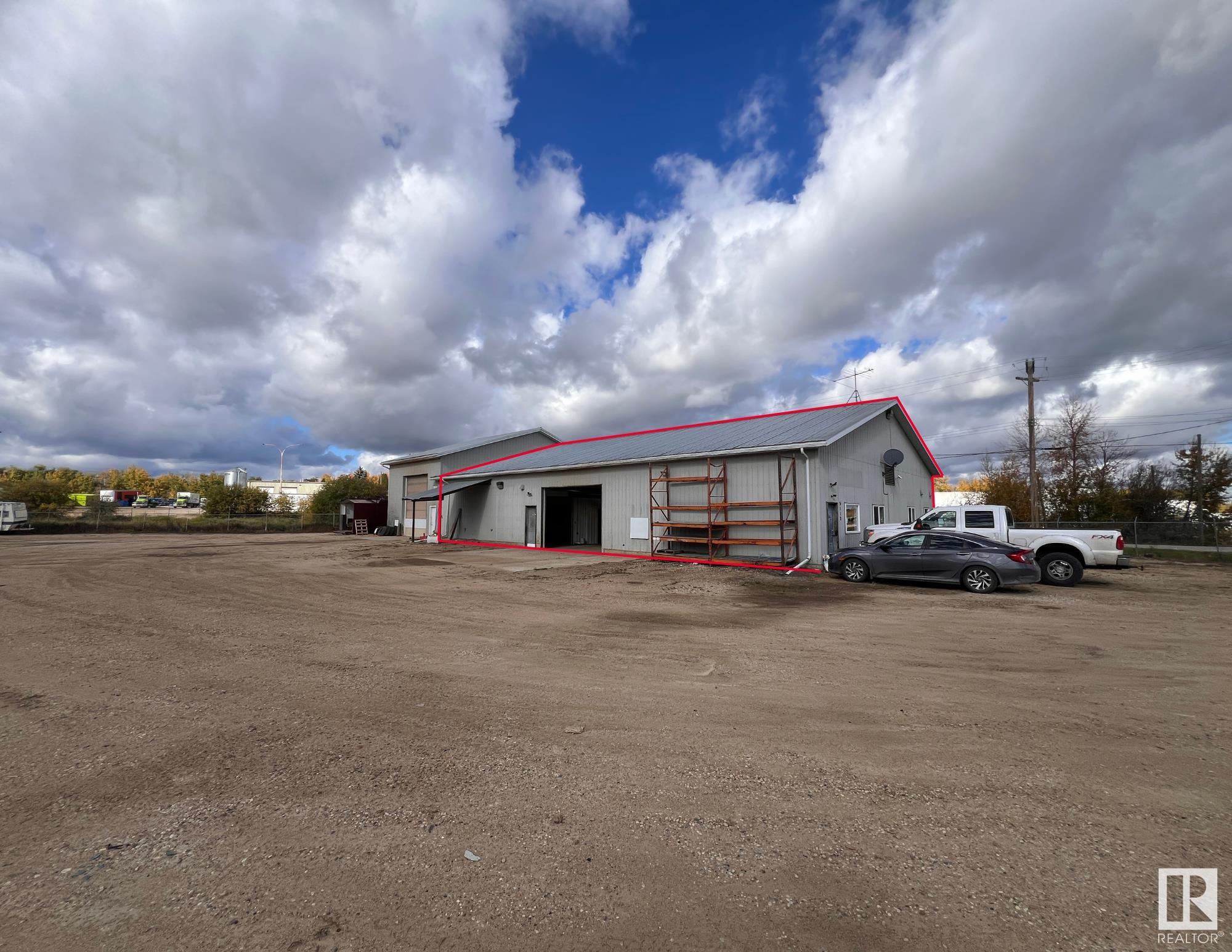 Industrial Space For Lease! 4,000Sf of built out auto body shop space, half an acre of fenced and gated gravel yard. This property is located along the main road in Onoway's Industrial Area, with great exposure. Unit has a paint booth as well as a front office, lunchroom, storage room, along with heavy power, and engineered air system. Zoned M - Industrial.