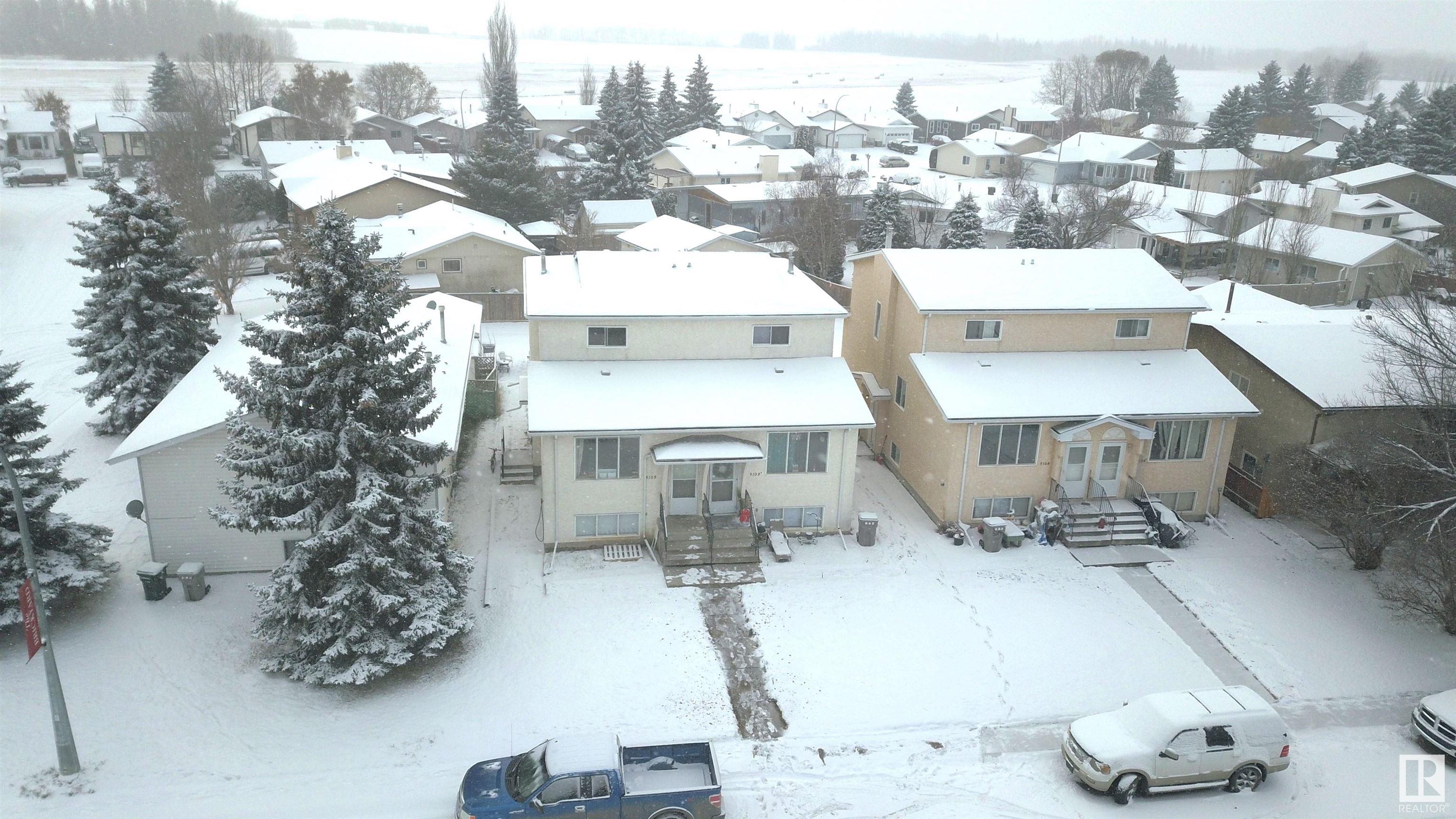 Good cash flow on the 4-plex located in the Glens of Stony Plain. This property is zoned R4 and has a total of 4 suites. There are 2 - 3 bedroom 2 bathroom suites and 2 - 1 bedroom 1 bathroom suites. Each unit also has private storage in the shed in the backyard. All units are currently leased and is generating good cash flow. Stony Plain is a great area to invest your money. All suites are fully permitted. Each suite has its own high-efficiency furnace and HWT. Gas bills are shared on the units on the 2 East and the Units on the West. The shingles are around 10 years old. Some renovations have been completed on the West units such as flooring and trim.
