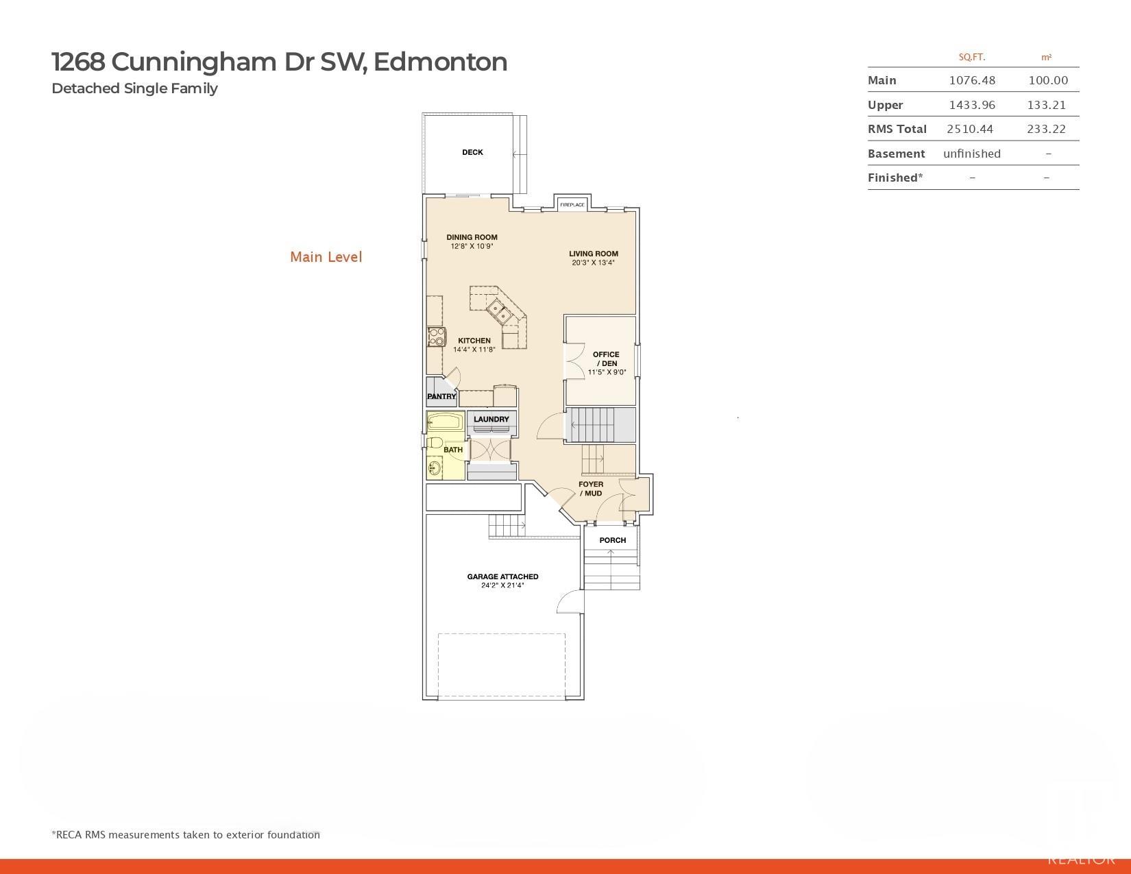      1268 CUNNINGHAM DR SW , Edmonton,  ,T6W 0R7 ;  Listing Number: MLS E4414763