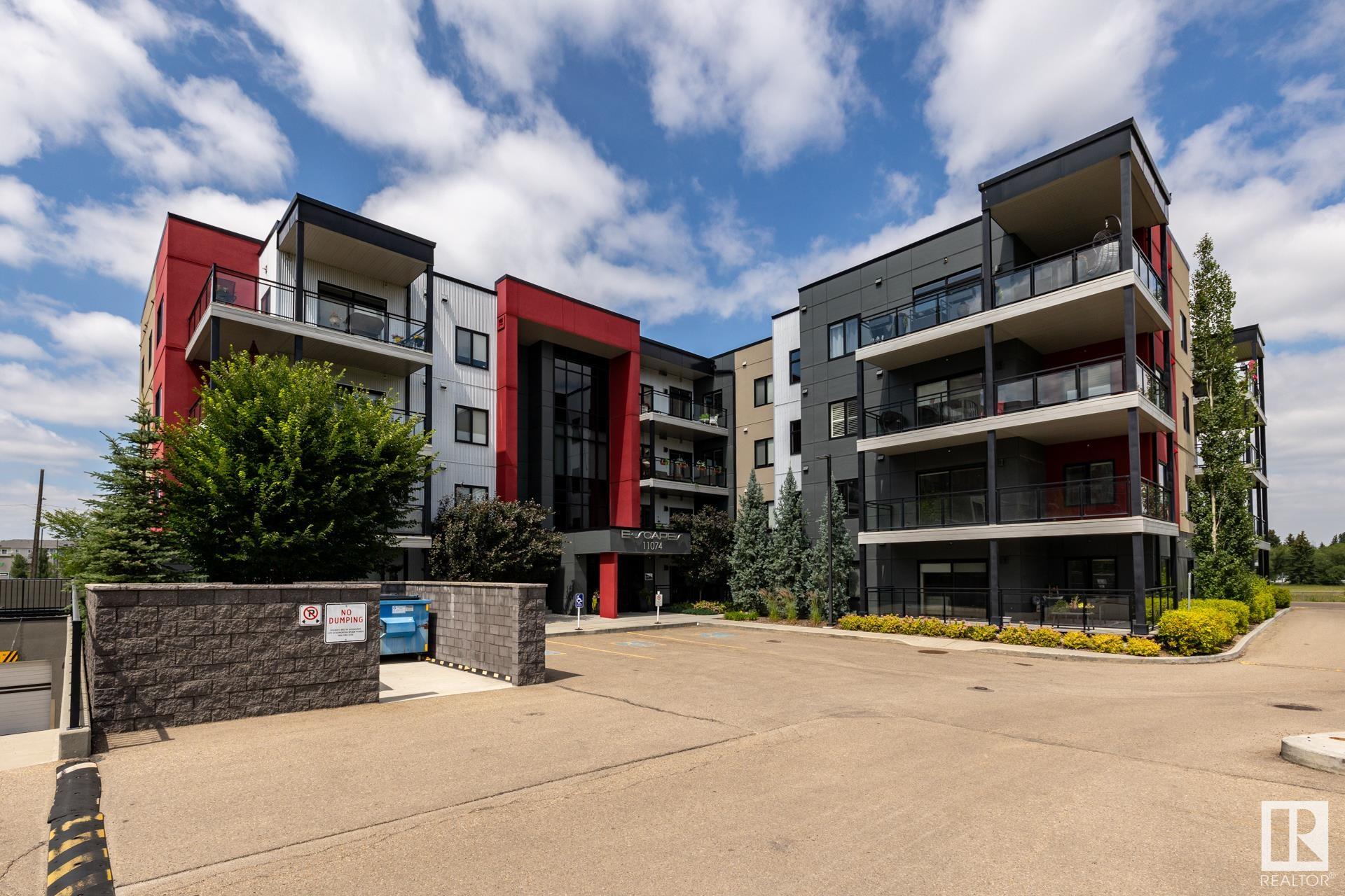 Immaculate and upgraded unit in the coveted E’Scapes condominium complex features a bright, spacious and modern plan, with in-suite laundry, quartz countertops, two full bathrooms, two underground parking stalls and more. Building is secure, impeccably maintained, properly managed and features a social room, meeting room, nicely equipped gym and plenty of visitor parking. Enjoy living close to grocery stores, trendy restaurants and a host of other amenities. Easy access to Anthony Henday Drive, Calgary Trail, South Common, LRT and airport. Quick possession possible.  Pet Details - NO PETS over 14 inches at the shoulder, only 2 pets allowed.