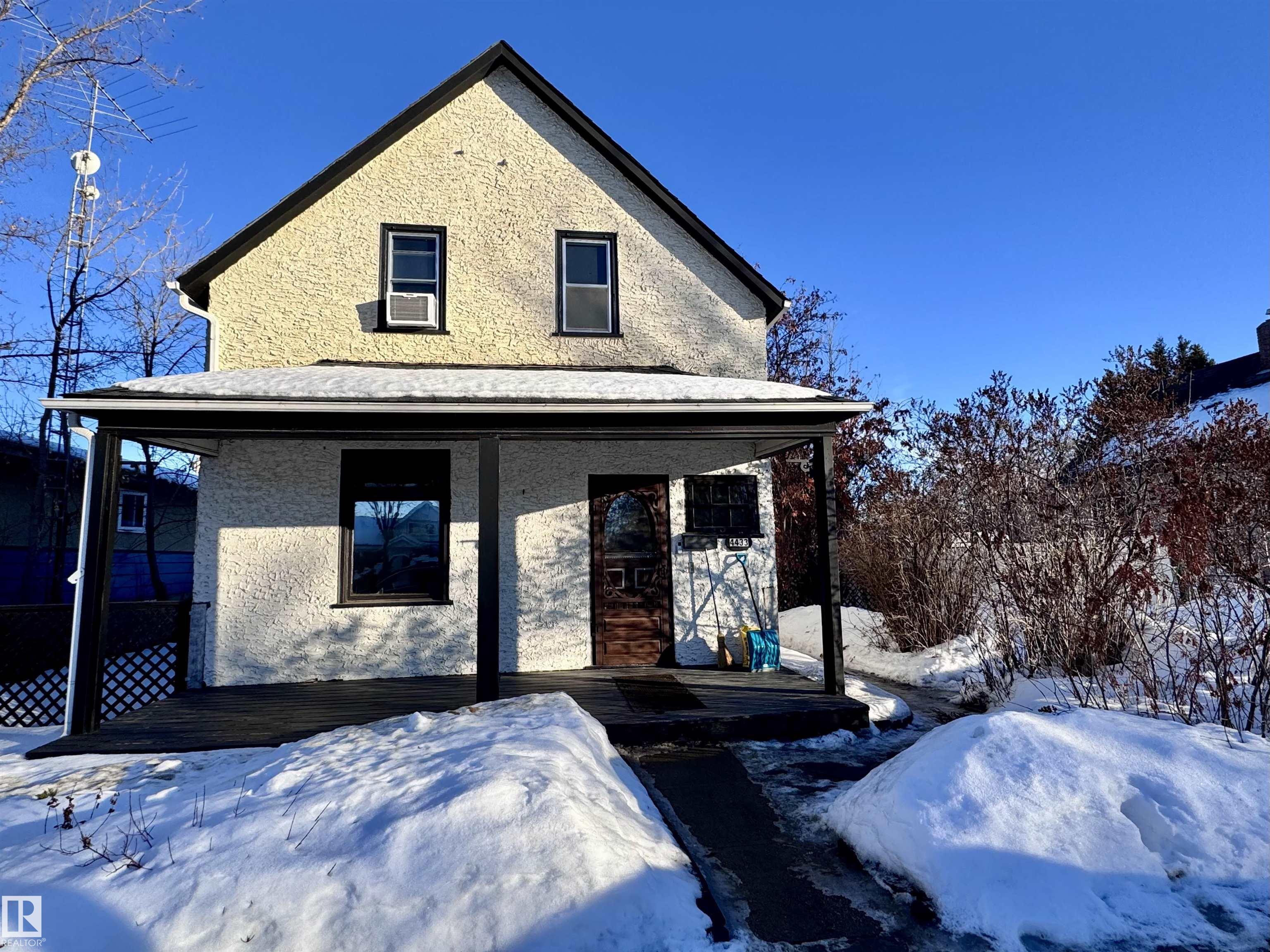 Charming character home nestled on the south side of Vegreville! This inviting property exudes warmth both inside and out. The main floor features a spacious kitchen, a cozy living area, a bright breakfast nook or sun room, main-floor laundry, and a convenient 3-pc bath. Upstairs, you?ll find two generously sized bedrooms, a versatile office/flex space, and a large 3-pc bath to complete the layout. Step outside to a beautifully landscaped backyard showcasing a private deck, mature trees, lush greenery, and a fire pit?perfect for outdoor gatherings. There?s also a shed for your lawn care tools, a separate fenced area ideal for a garden or dog run, and a single-car garage, a cement pad for RV storage or off street parking for added convenience. Recent updates/upgrades include: appliances, furnace, hot water tank, sump pump, support walls/poles in crawl space, soffits, fascia, fencing, and shingles on the house and a new roof on the garage.