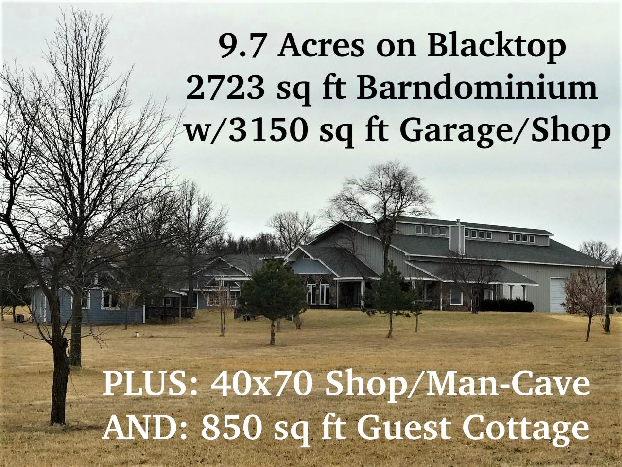 9.7 +/- Acres on blacktop just 2 miles east of Augusta Kansas Home, 2723 Sq Ft, Built in 1996-Sets t