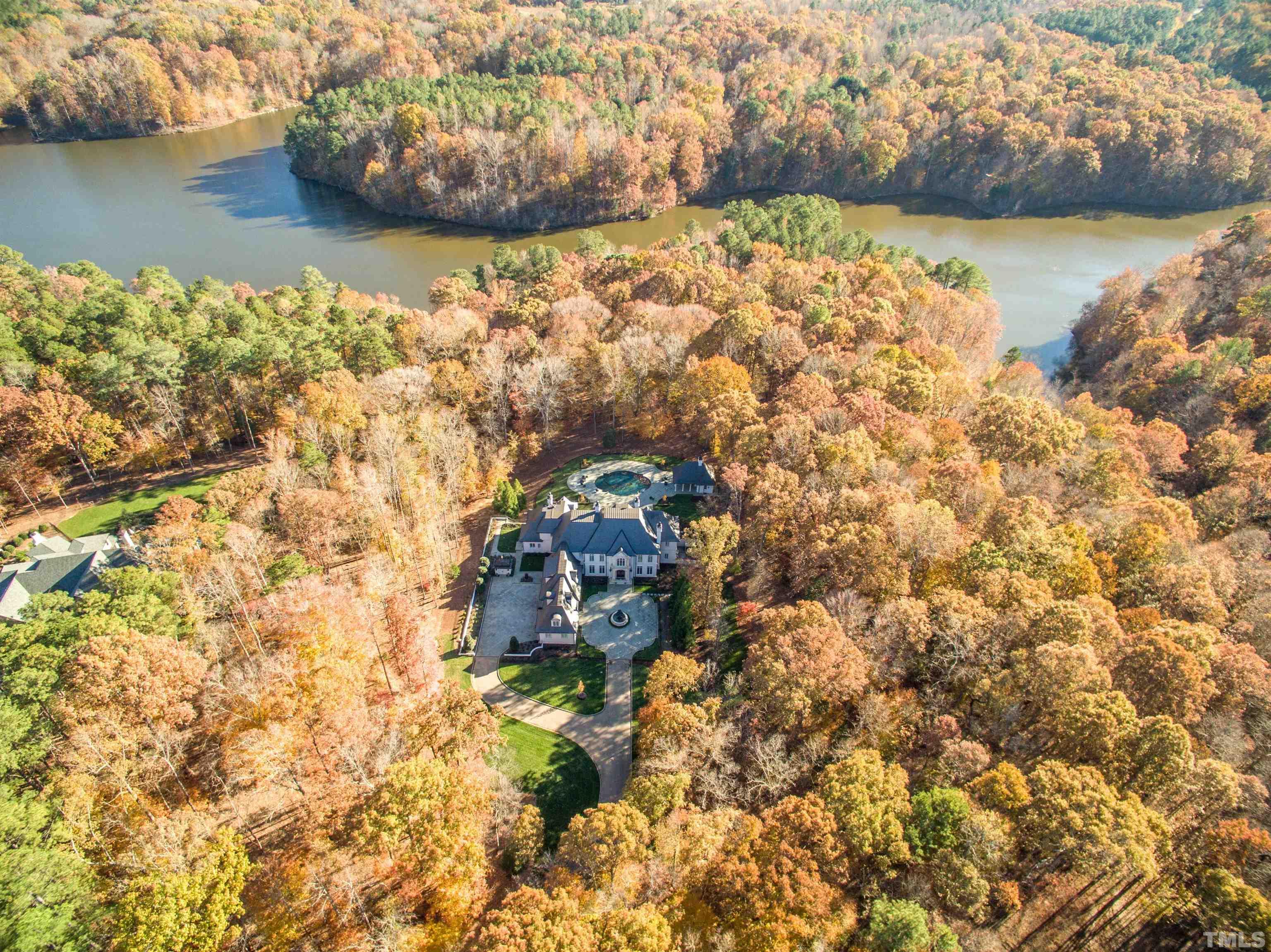 Aerial View of Property and Falls Lake