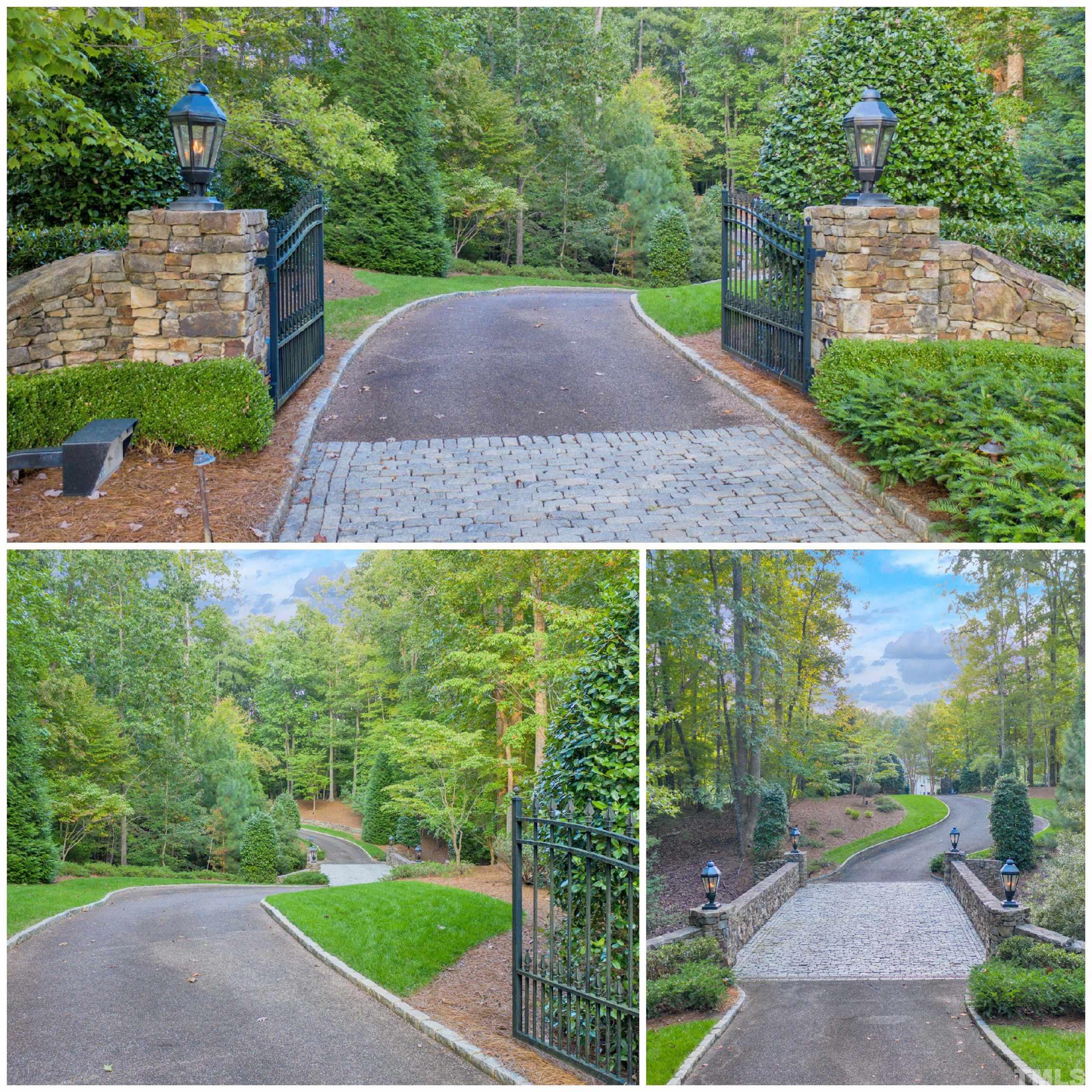 Total privacy gated entry w/beautiful stone bridge crossing leading to beautiful custom built home with circle drive.