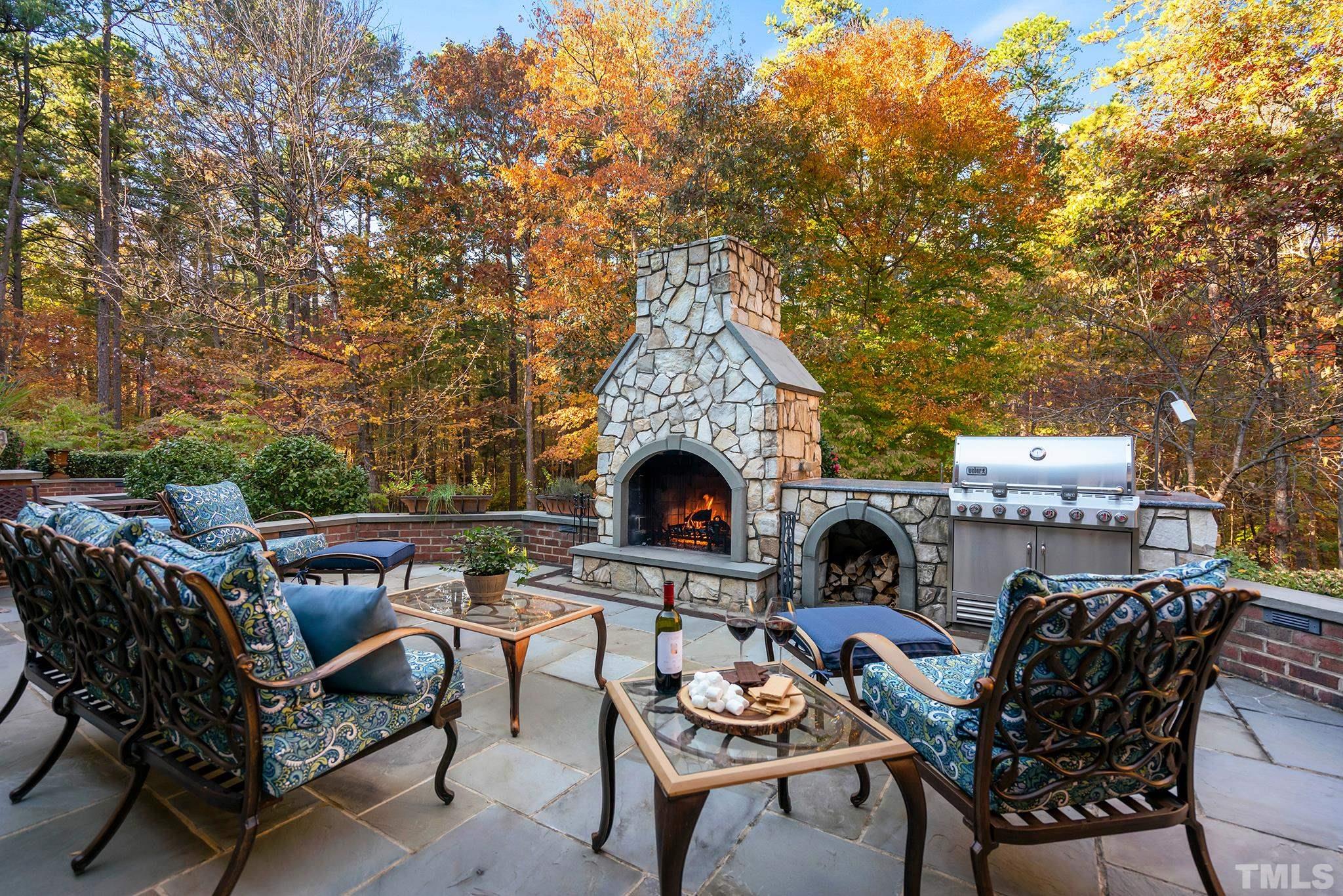 Such a Serene Setting on the Gorgeous Stone Patio With Fireplace ~ Gas Grill ~ Hot Tub
