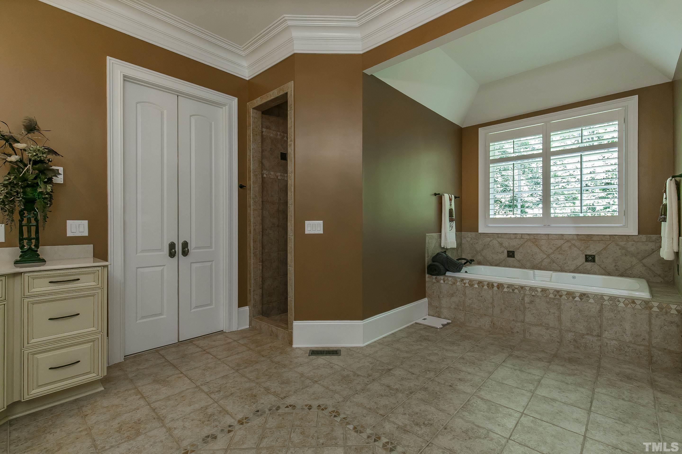 DEEP jet tub, trey ceiling, shower and access to walk-in closet