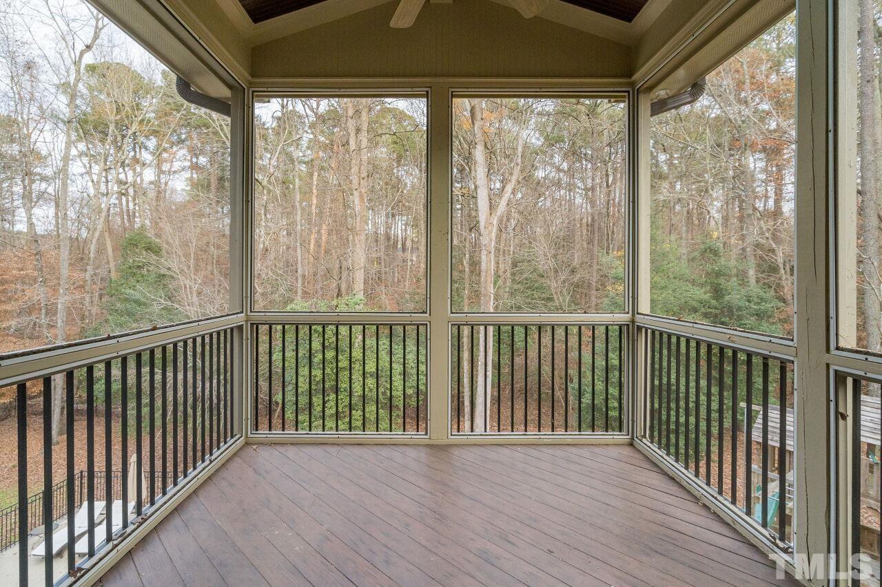 The screen porch is located off the breakfast nook with skylights and a vaulted ceiling with bead board.  You have a great view of the back yard.