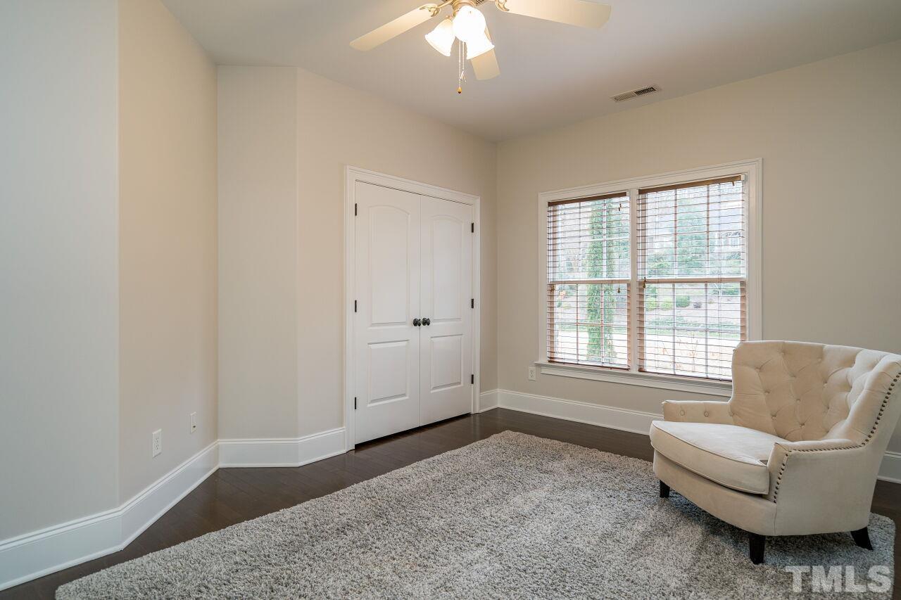 This bedroom is located on the second floor and has a nicely-sized closet.