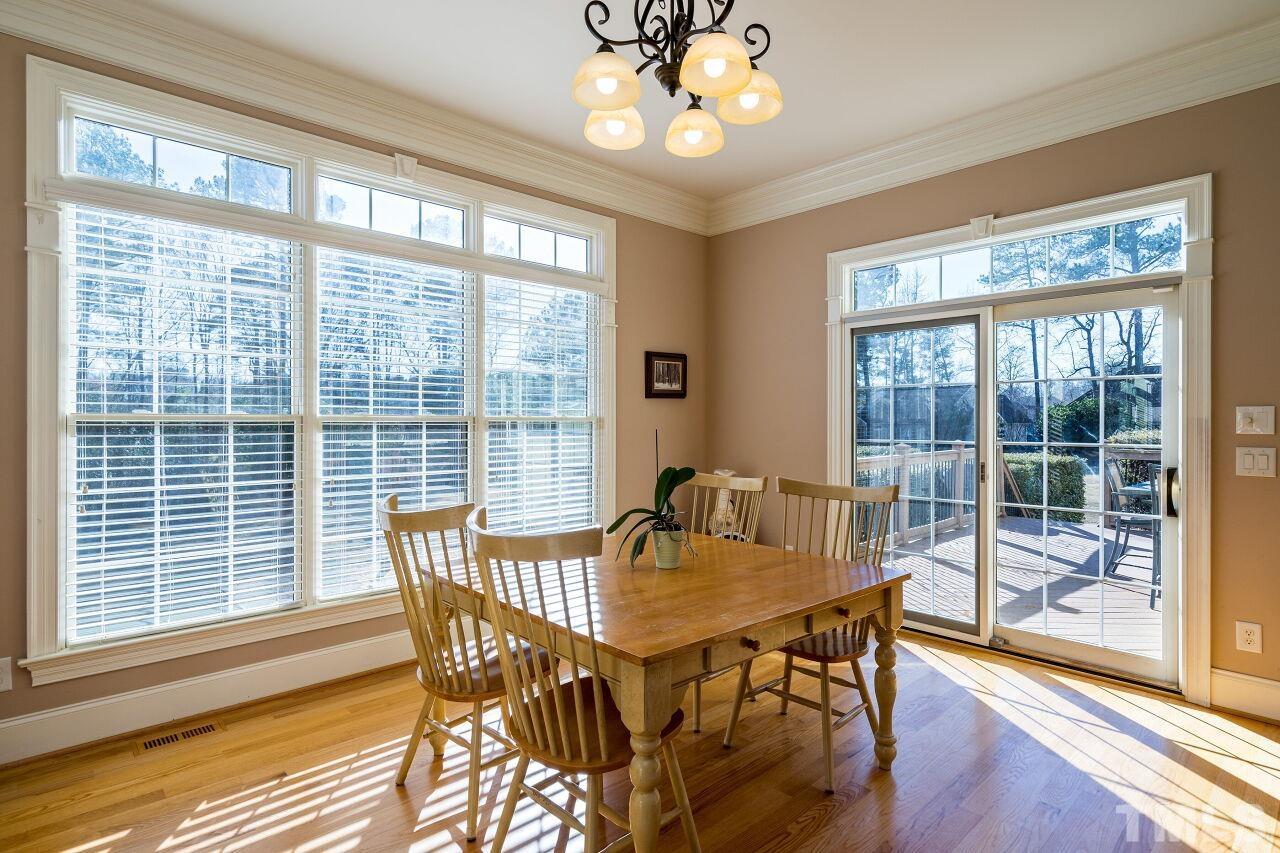 The charming breakfast nook is filled with natural light.  It's the perfect spot for casual meals and morning coffee.