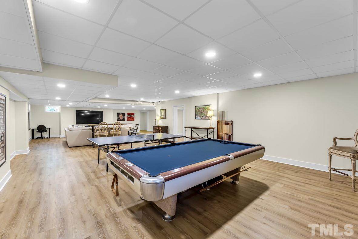 Game room in basement