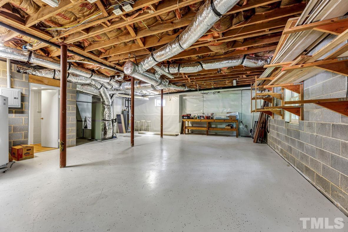 Awesome unfinished workshop or storage area in basement
