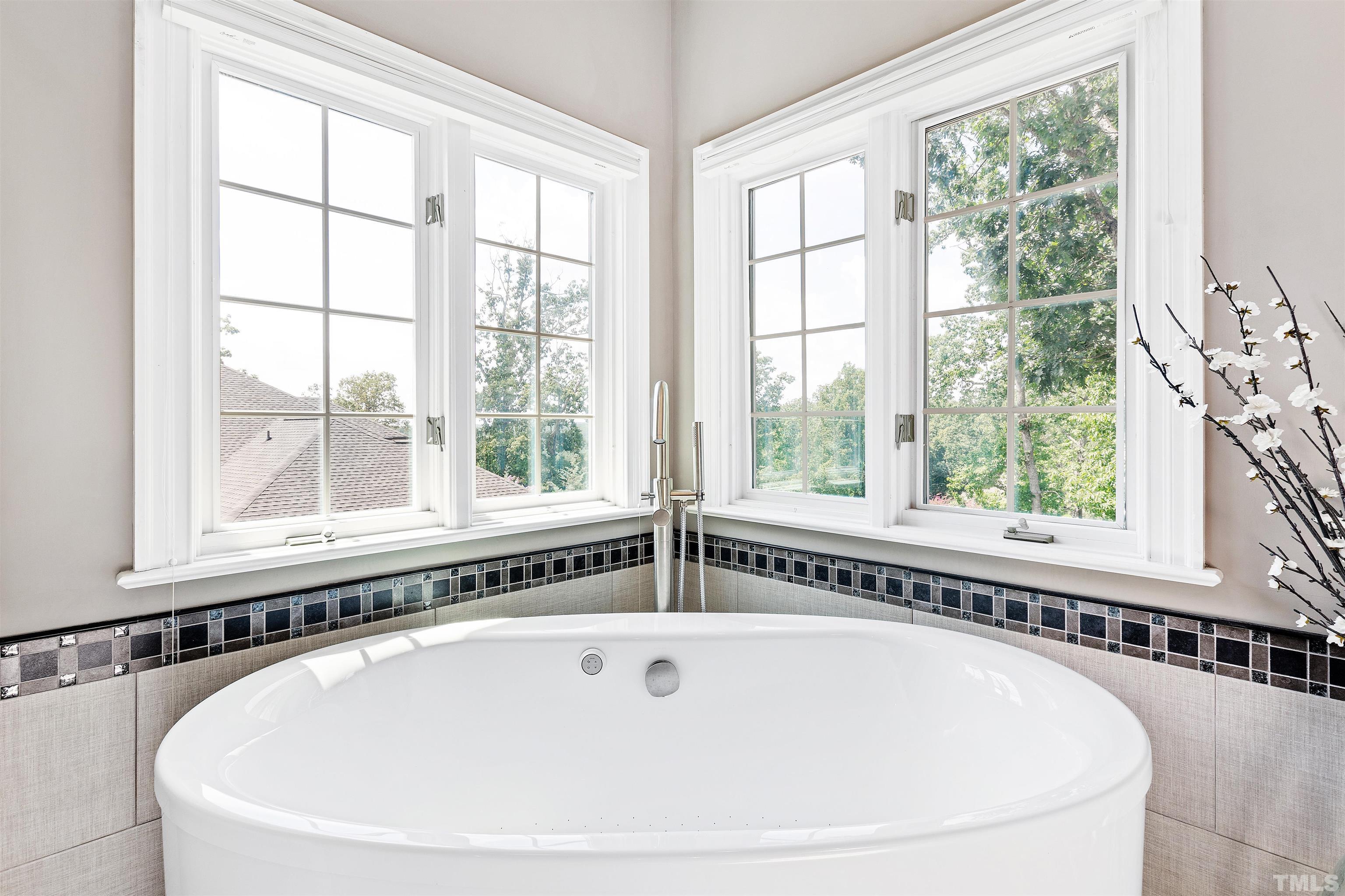 Stand-alone tub is another feature of this updated bathroom, along with 12